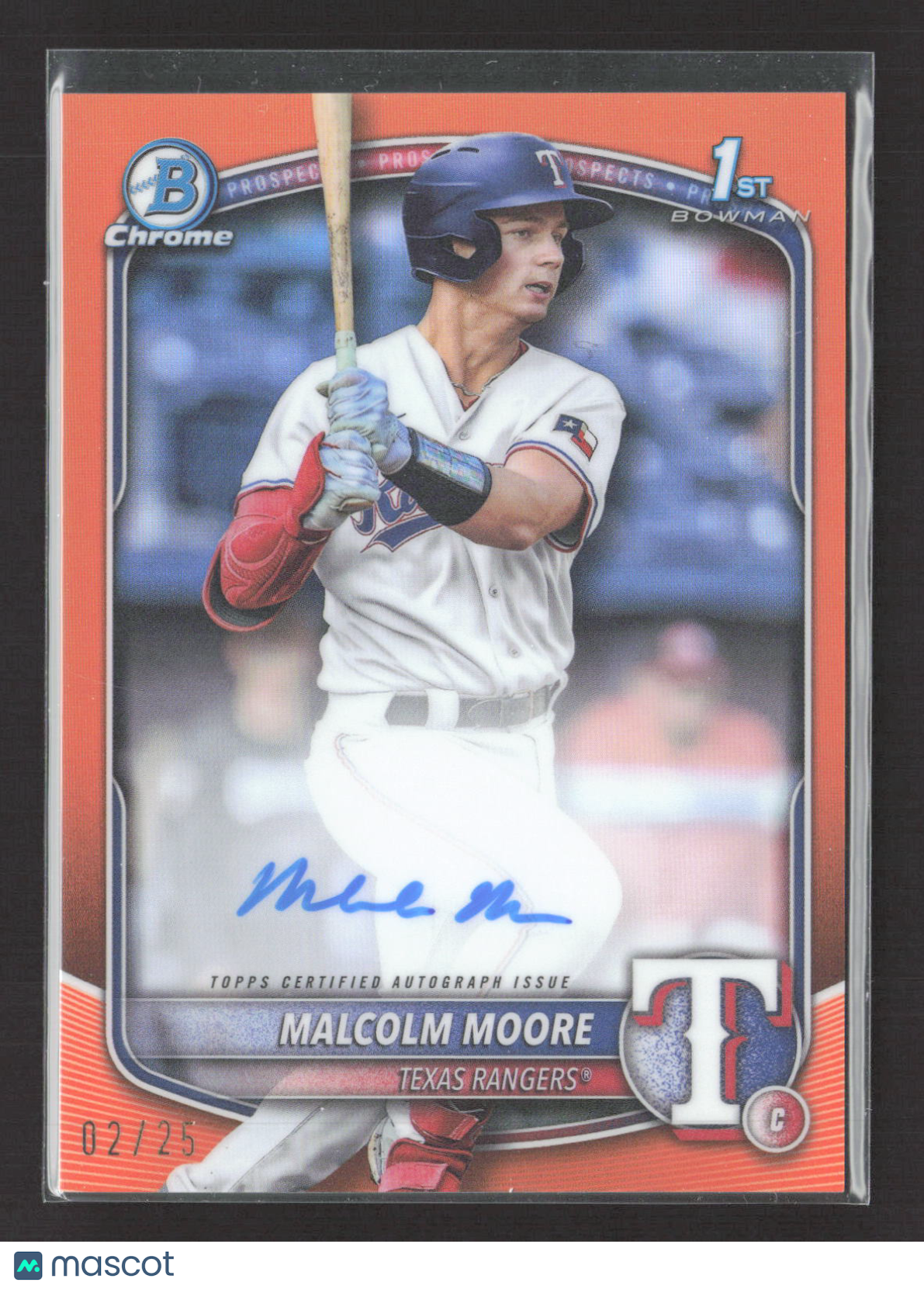 2025 Bowman Chrome Malcolm Moore #CPA-MMO Orange Refractor 02/25 Auto