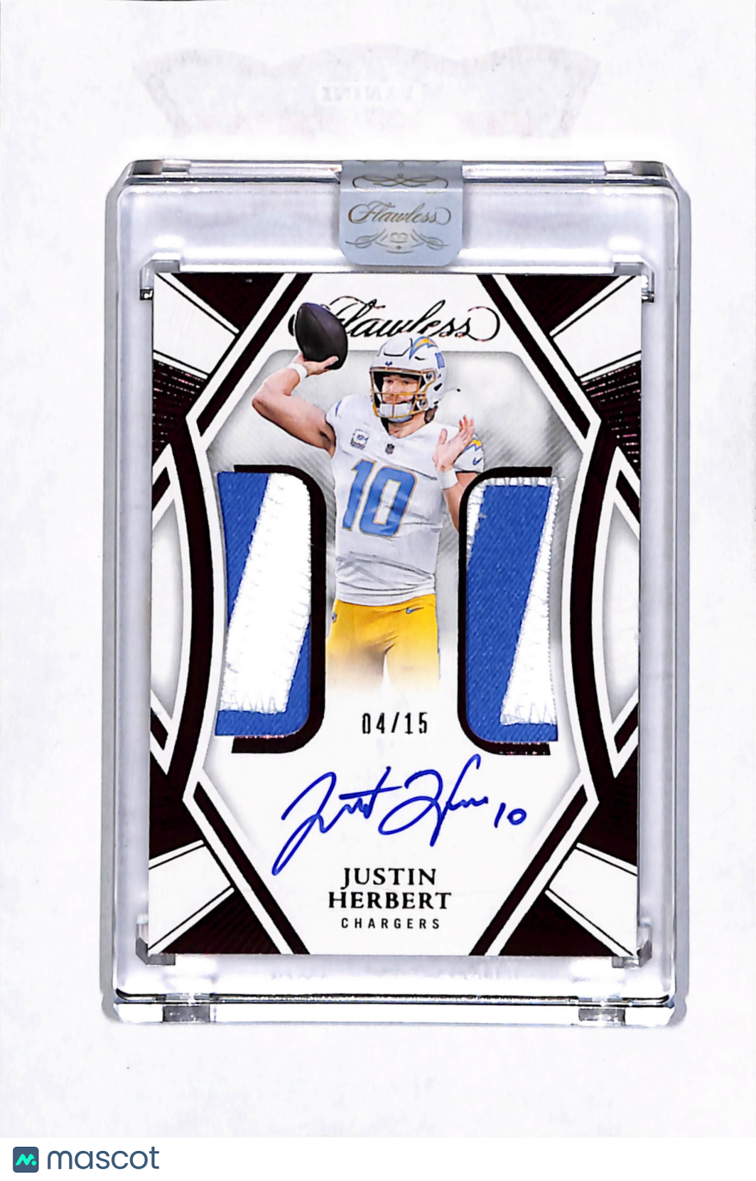 2025 Panini Flawless Football Justin Herbert #DPA-JHT Dual Patch 04/15 Auto Ruby