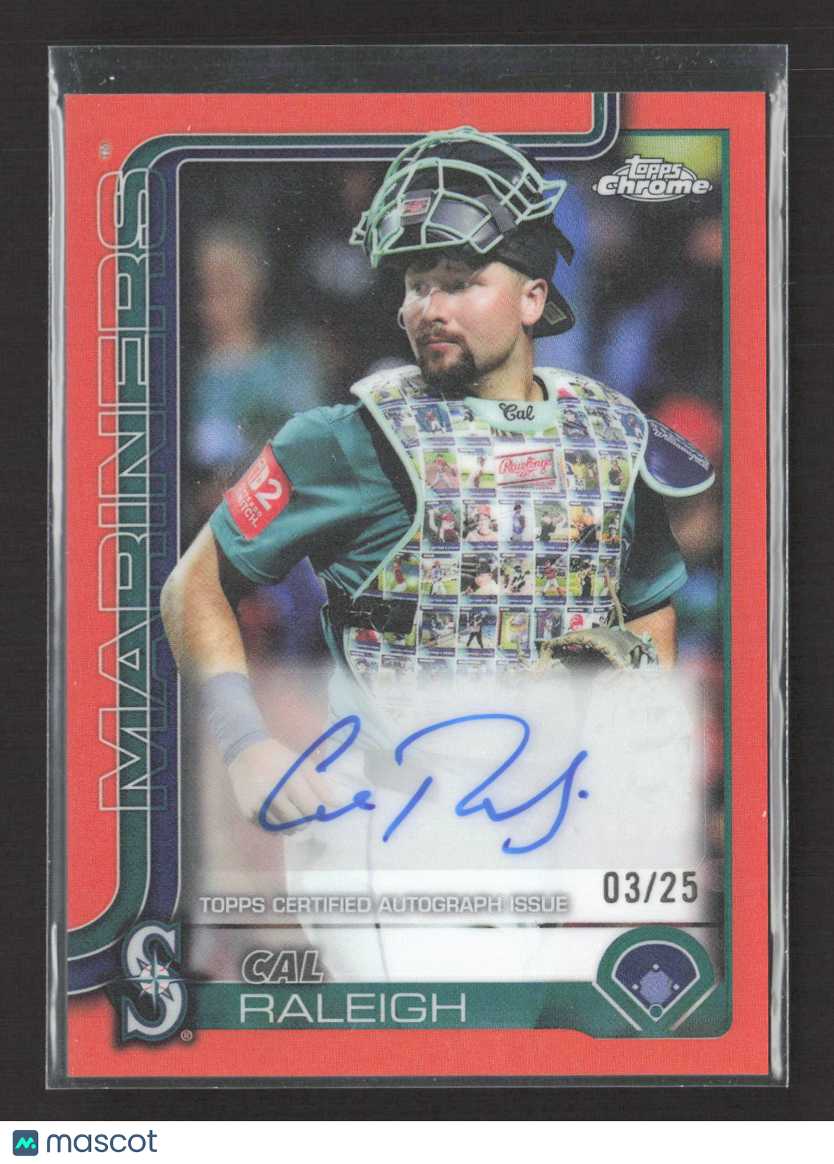 2025 Topps Chrome Cal Raleigh #AC-CR Orange Refractor 03/25 Auto