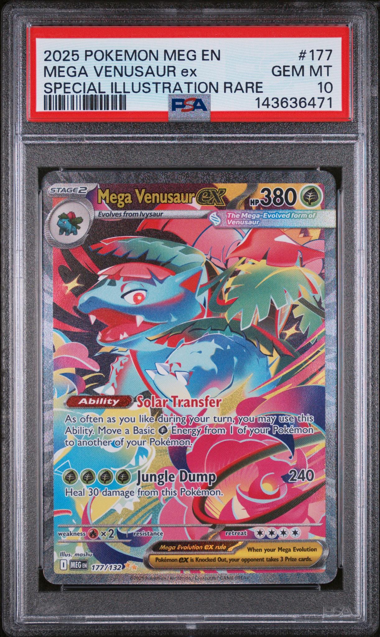 2025 Pokemon Mega Evolution Special Illustration Rare Mega Venusaur Ex #177 /132 PSA 10
