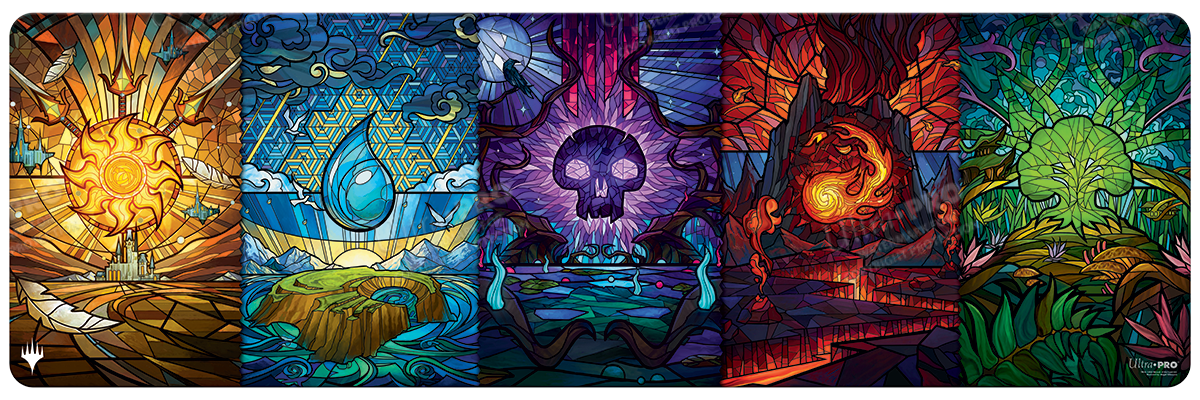 Dominaria United Stained Glass Land Medley Table Playmat for Magic: The Gathering