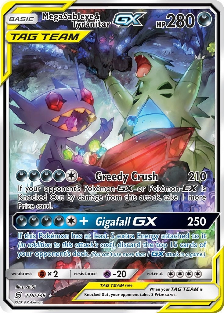 Mega Sableye & Tyranitar GX (Alternate Full Art) (226/236) (SM11)