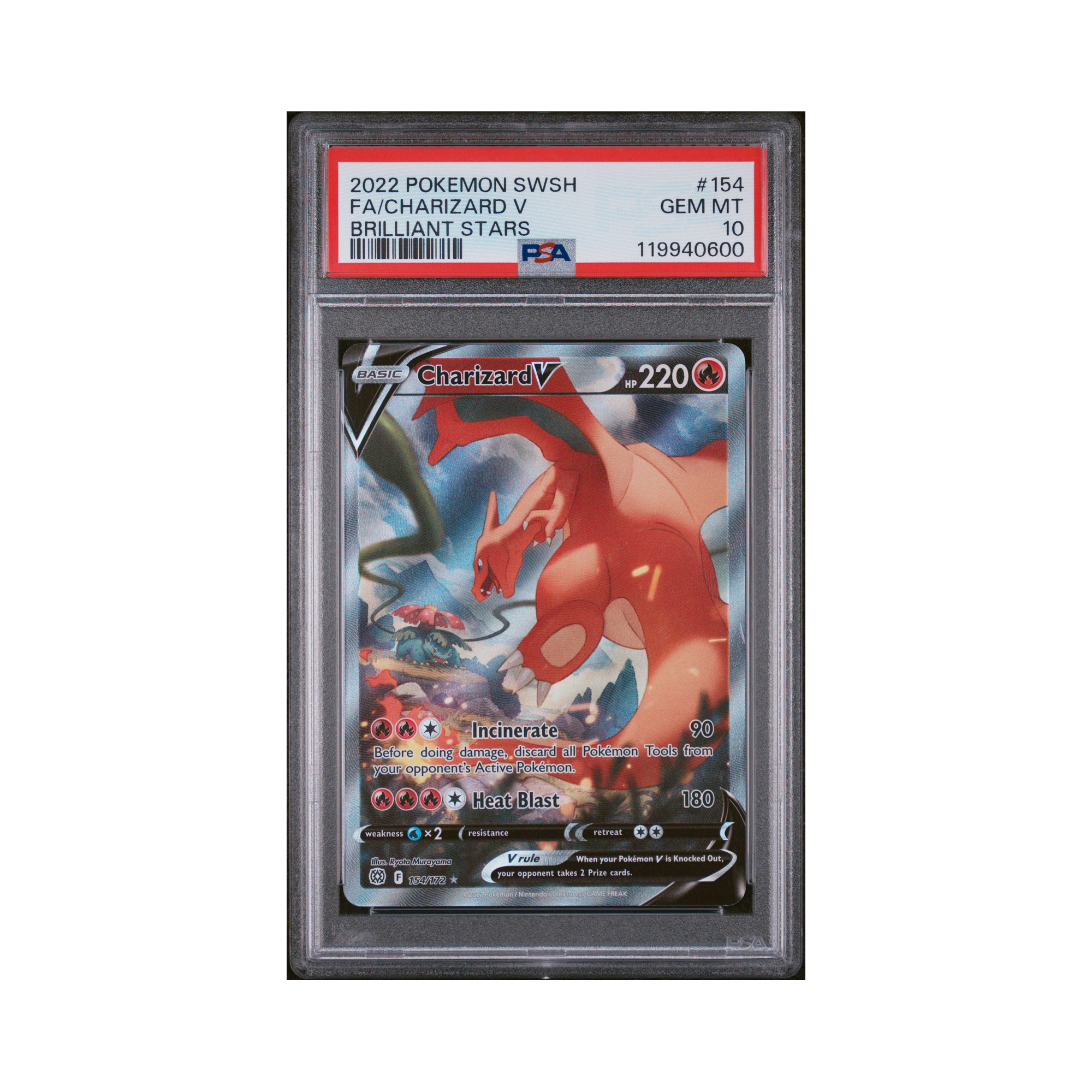 2022 Pokemon Sword & Shield Brilliant Stars Charizard V #154 PSA 10