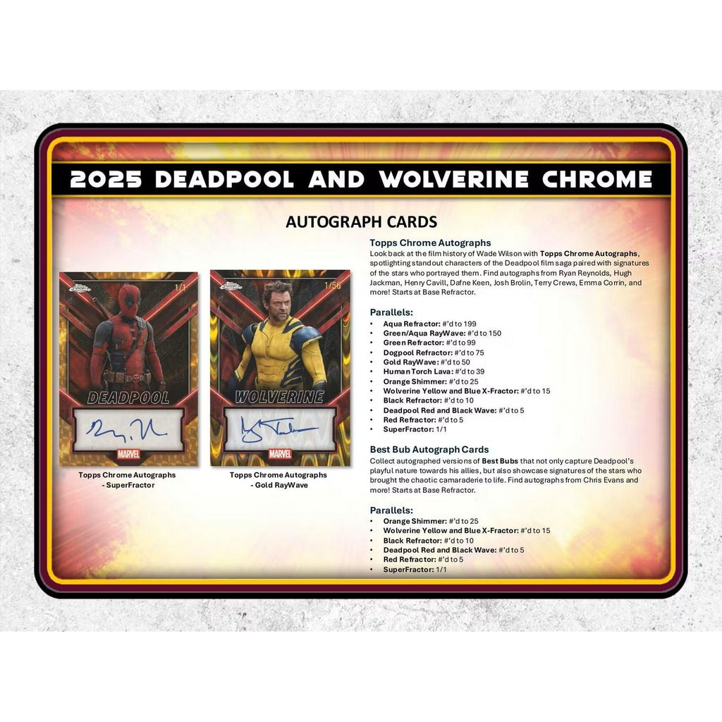 2025 Topps Marvel Chrome Deadpool Hobby Box
