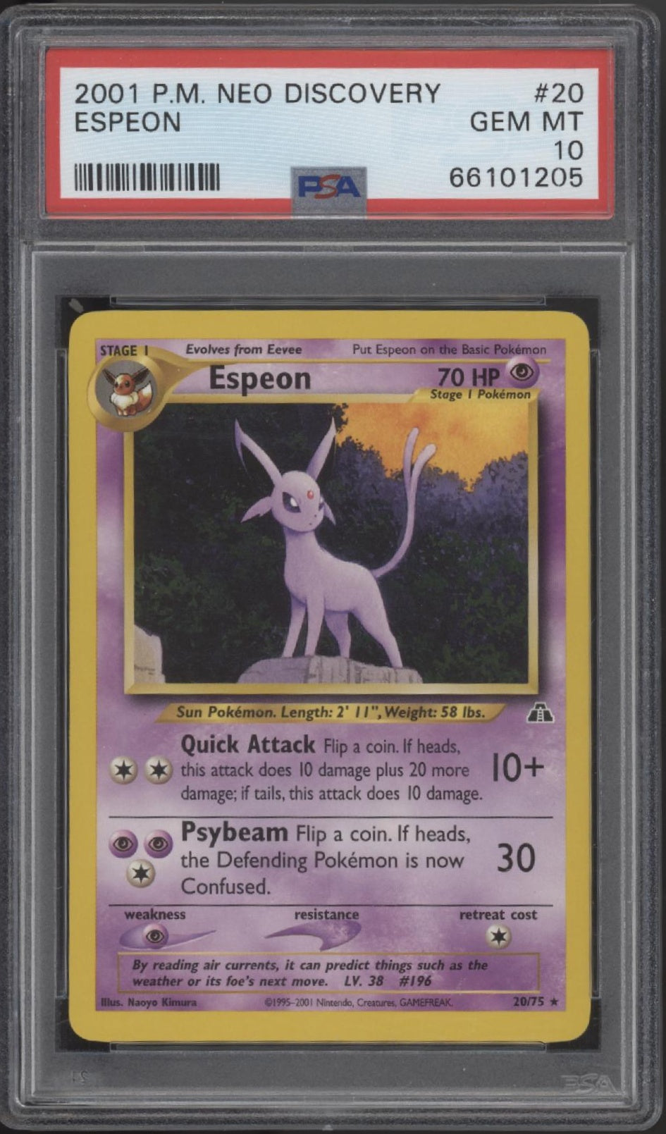 Espeon Pokemon Neo Discovery #20 PSA 10