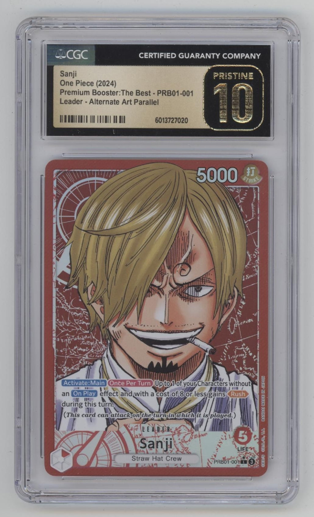 Sanji One Piece Card Game The Best Alternate Art #001 CGC 10 Pristine