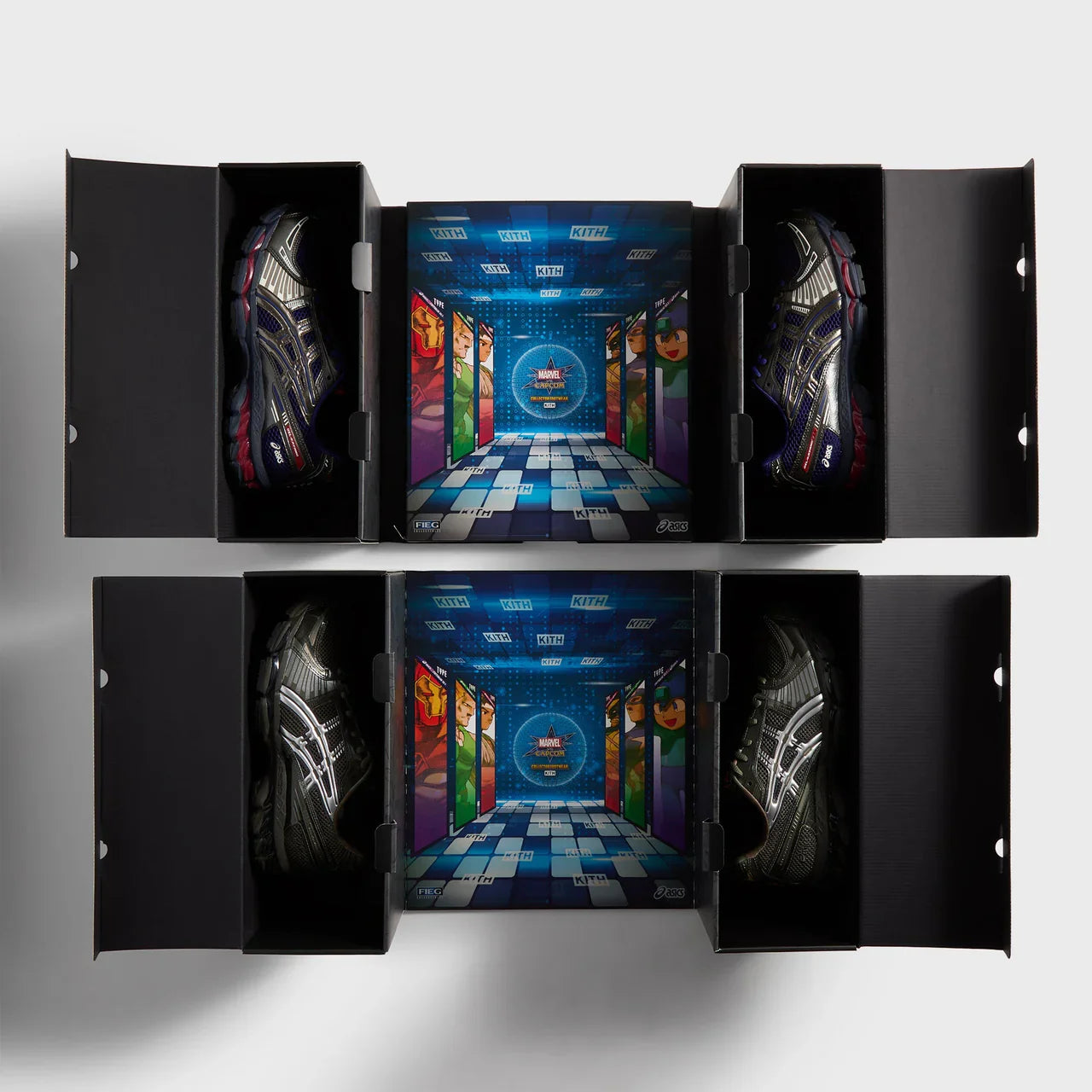 Marvel vs. Capcom | Kith for ASICS GEL-KAYANO® 12.1 Captain America vs. Guile Double Box - ai-mvc011298 - [NO COMIC] (PRE-ORDER LATE NOVEMBER)