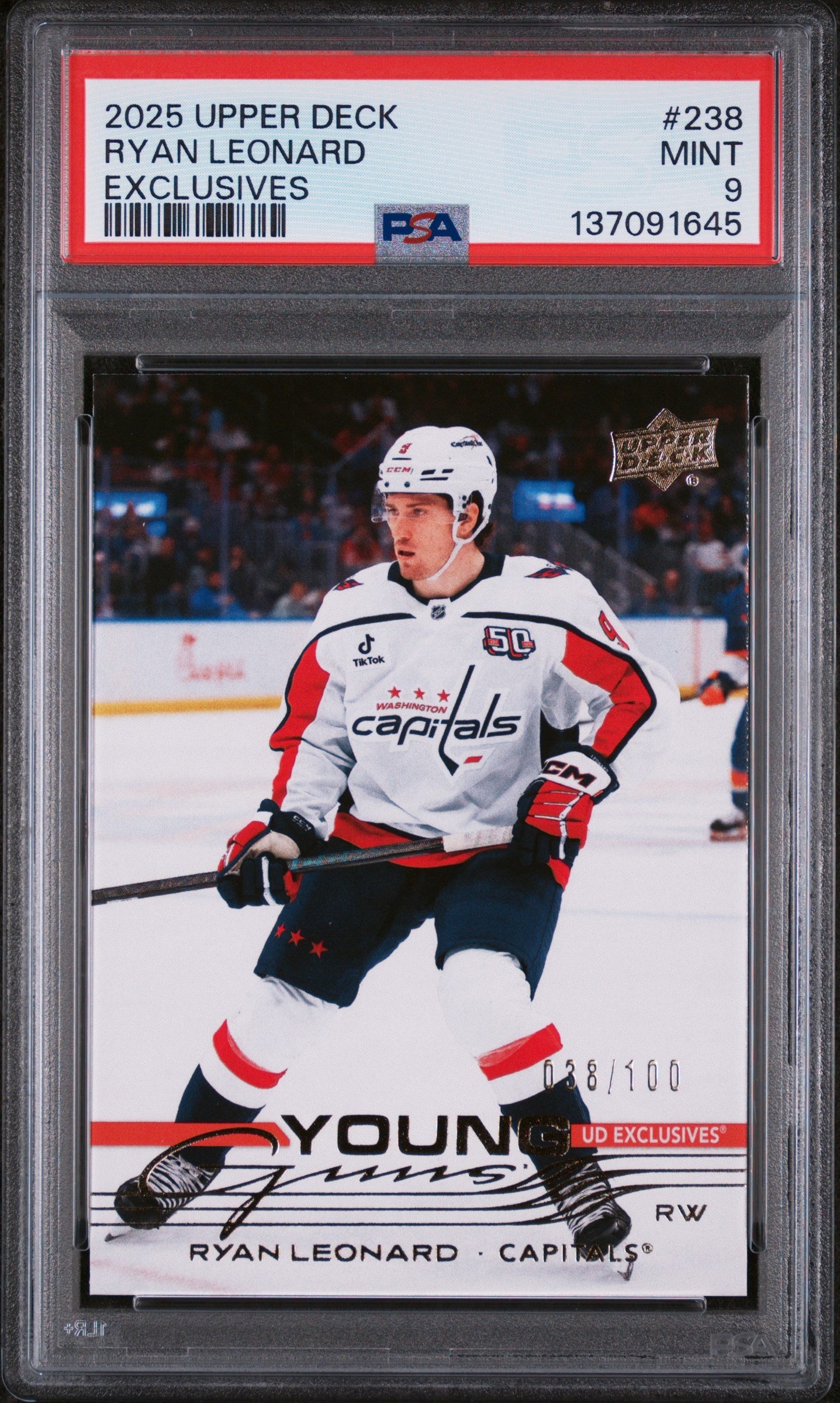2025 Upper Deck Exclusives Ryan Leonard #238 /100 PSA 9