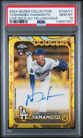 Yoshinobu Yamamoto 2024 Topps Gilded Collection Autograph rookie card #'d 59/75 PSA 10