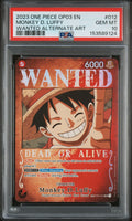 PSA GEM MT 10 Monkey D. Luffy [Op03-Pillars Of Strength] - 153589124