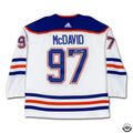 Upper Deck Authenticated - Connor McDavid Autographed 2023-24 Edmonton Oilers Stanley Cup Final Patch White Authentic Adidas Jersey