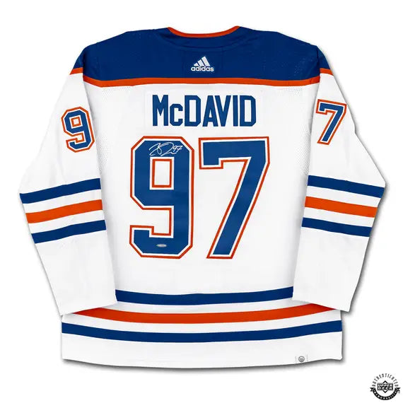 Upper Deck Authenticated - Connor McDavid Autographed White Adidas Edmonton Oilers Jersey