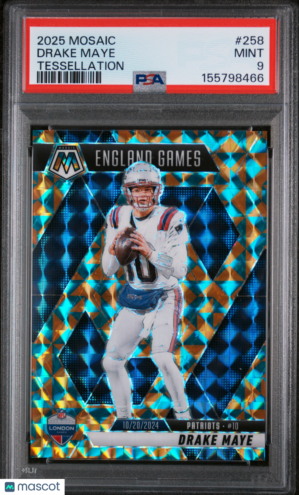 2025 Panini Mosaic Drake Maye #258 Tessellation /15 PSA 9