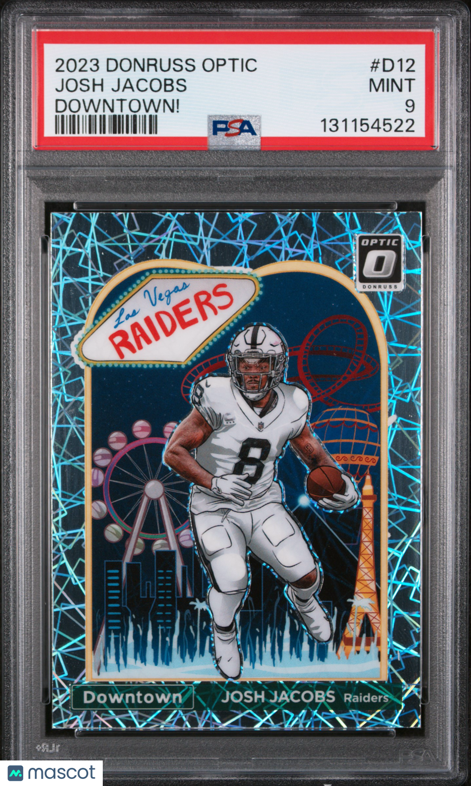 2023 Panini Donruss Optic Downtown! Josh Jacobs #D12 PSA 9