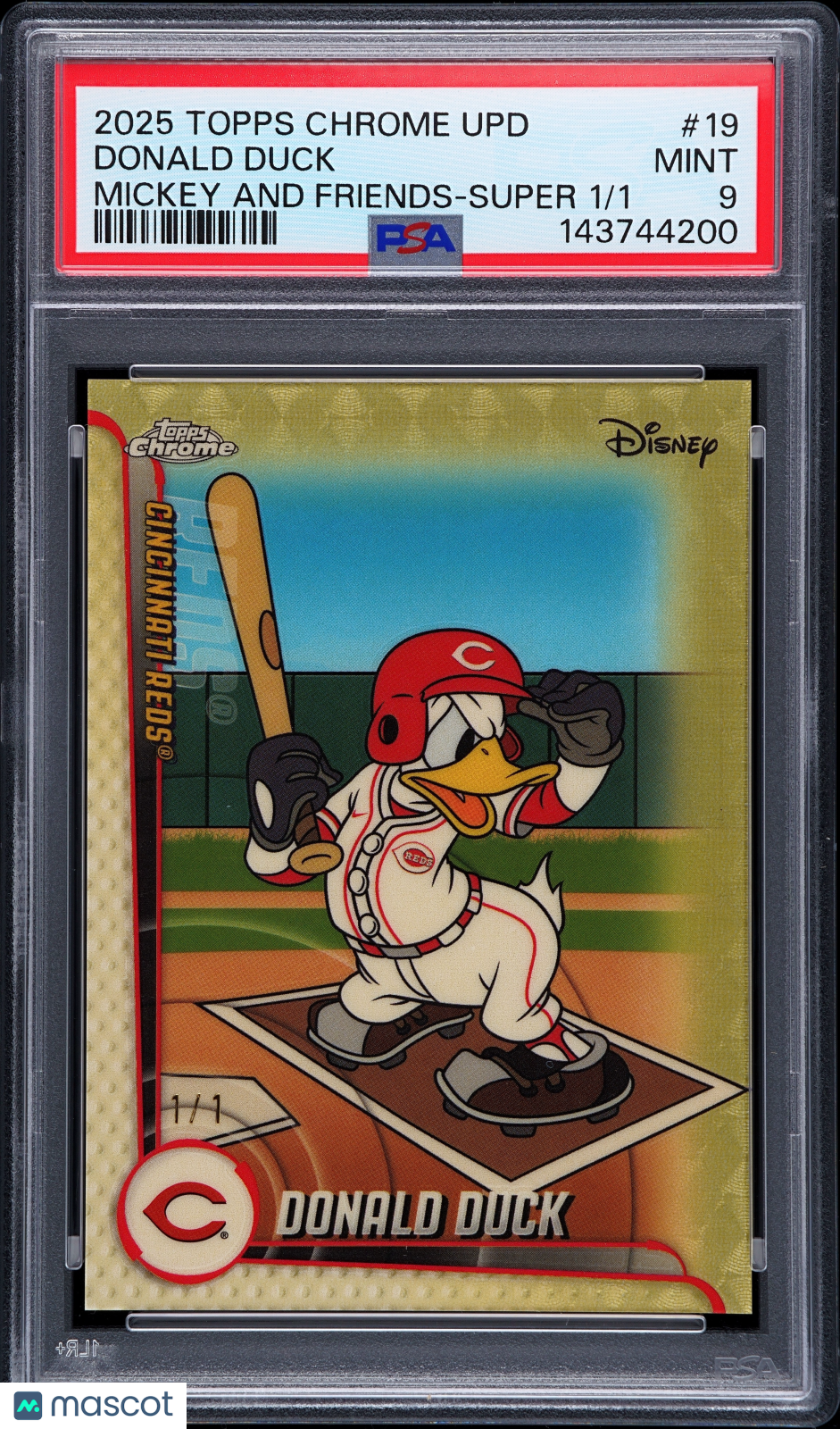 2025 Topps Chrome Update Mickey Friends Donald Duck #19 Superfractor 1/1 PSA 9