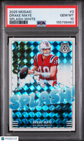 2025 Panini Mosaic Splash Drake Maye #3 White /25 PSA 10