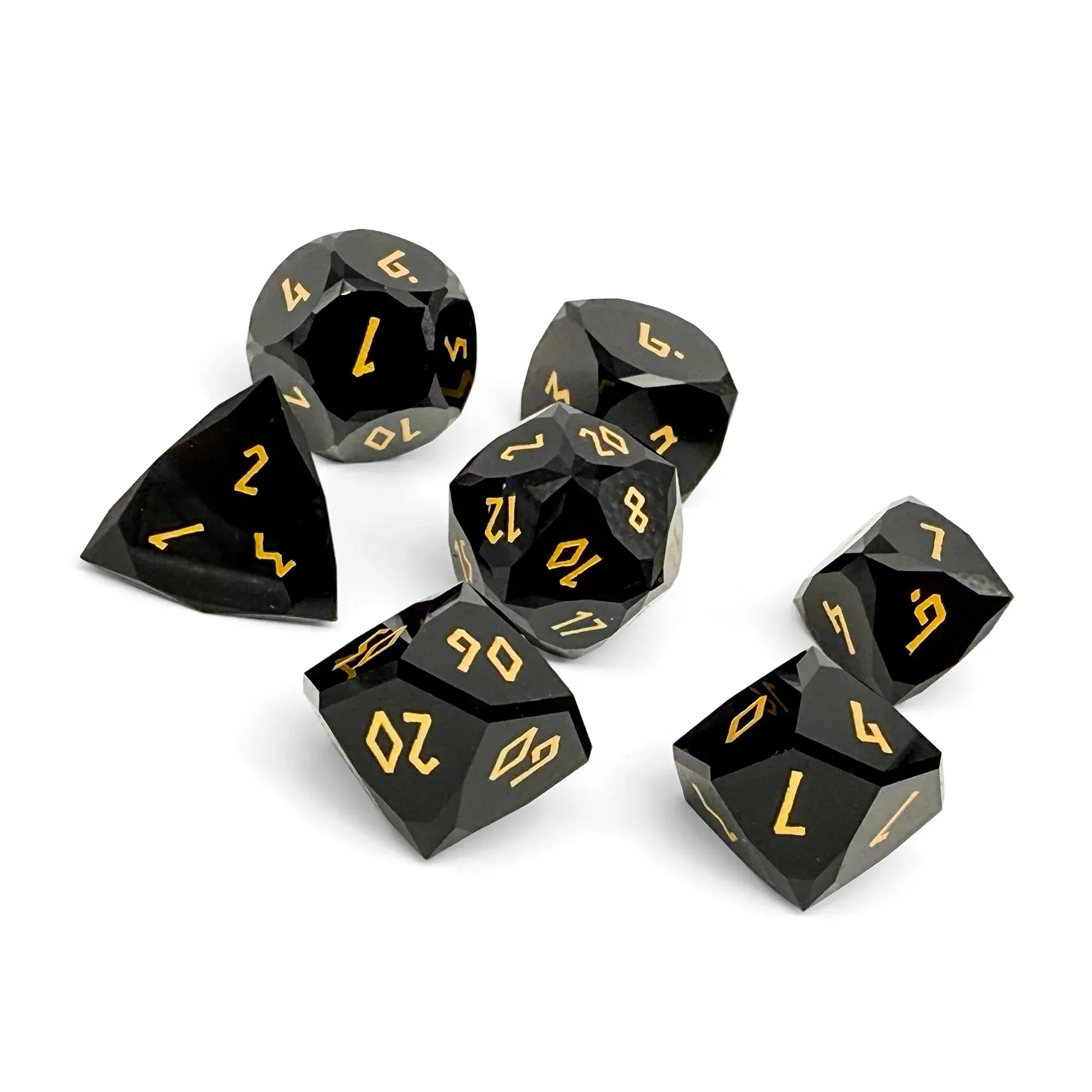 Norse Foundry: Wondrous Cut Dice - Black Obsidian with Gold (7pc Set)