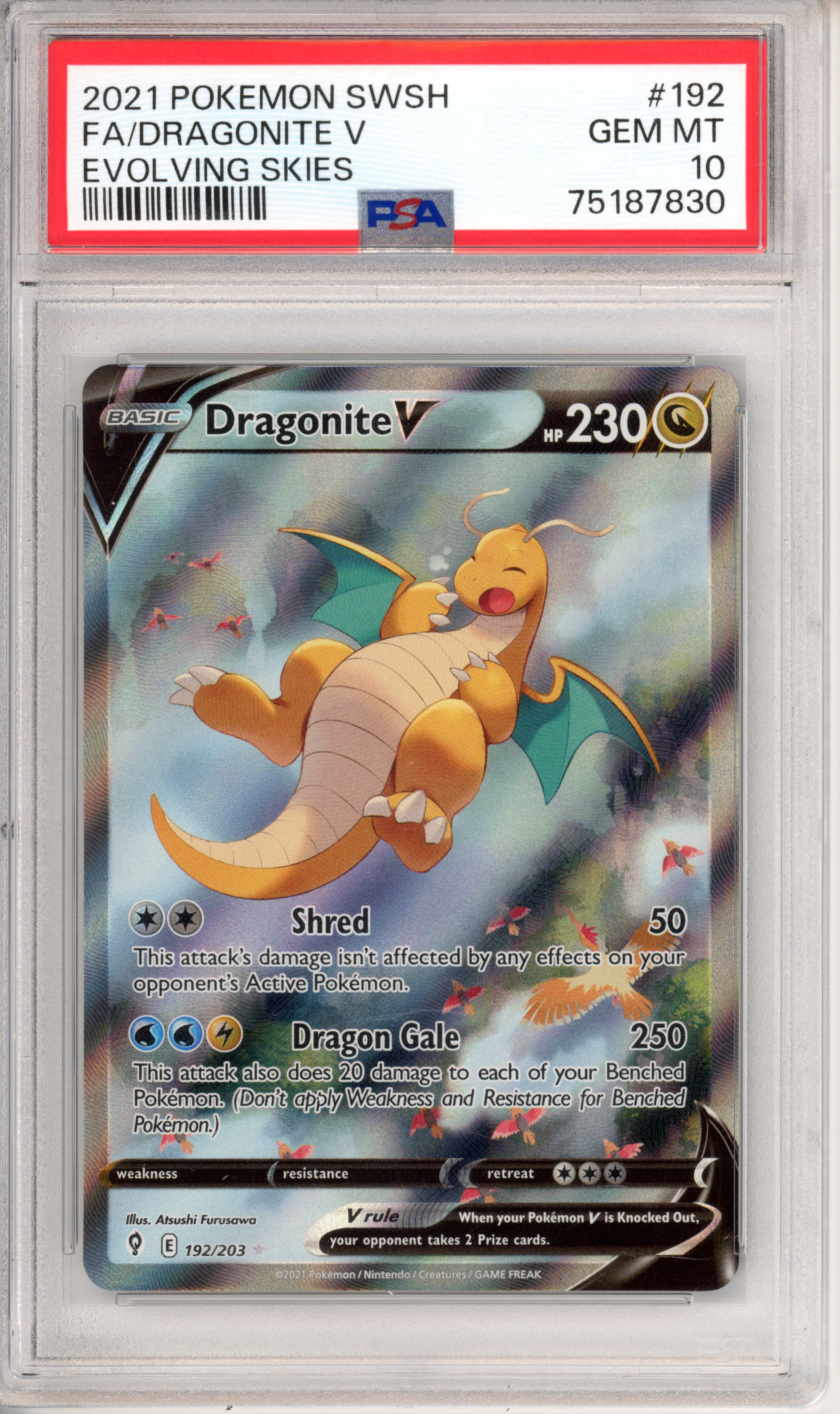 Pokemon Graded: Dragonite V Evolving Skies PSA 10