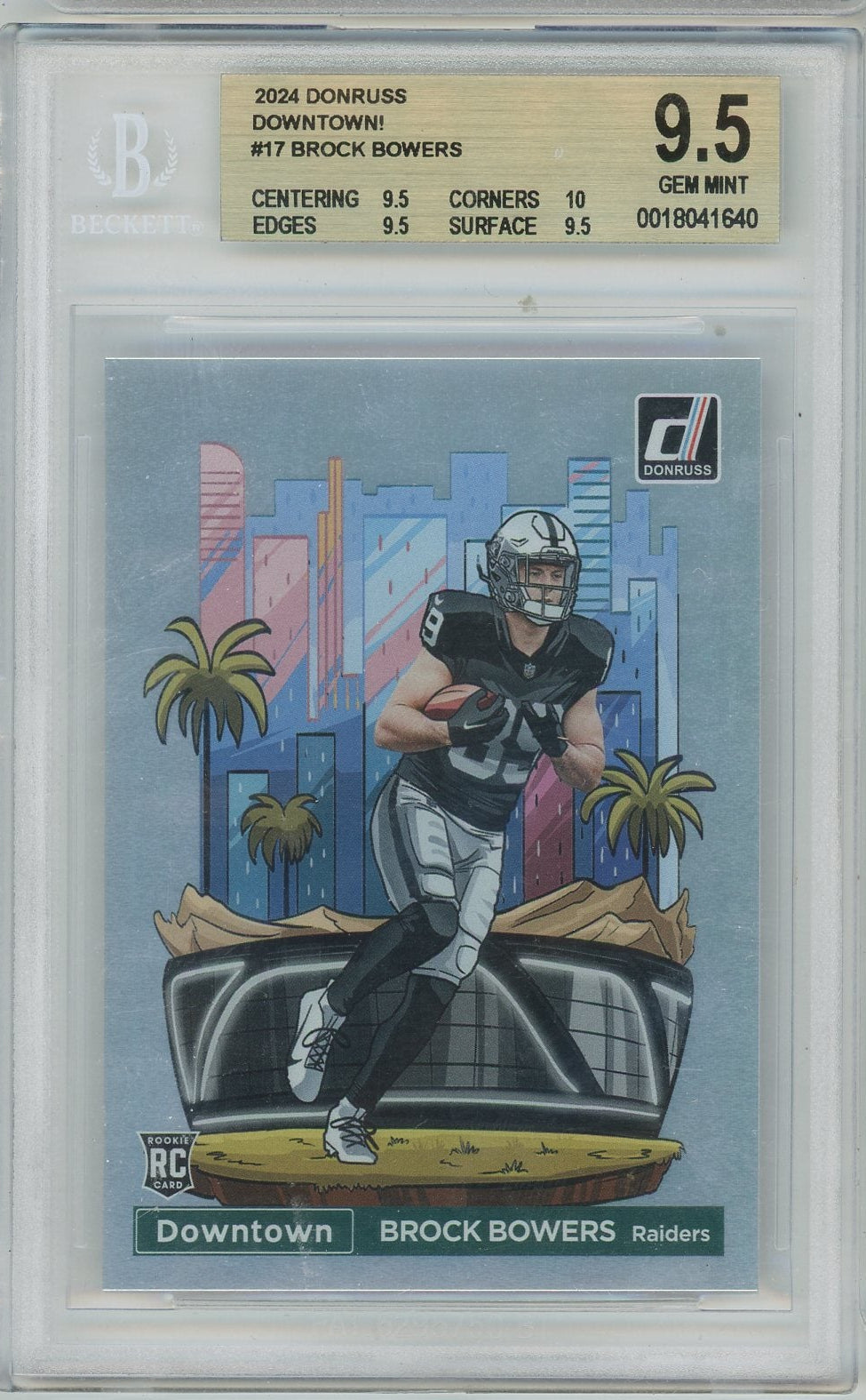 Brock Bowers 2024 Panini Donruss Downtown Rookie SSP BGS 9.5