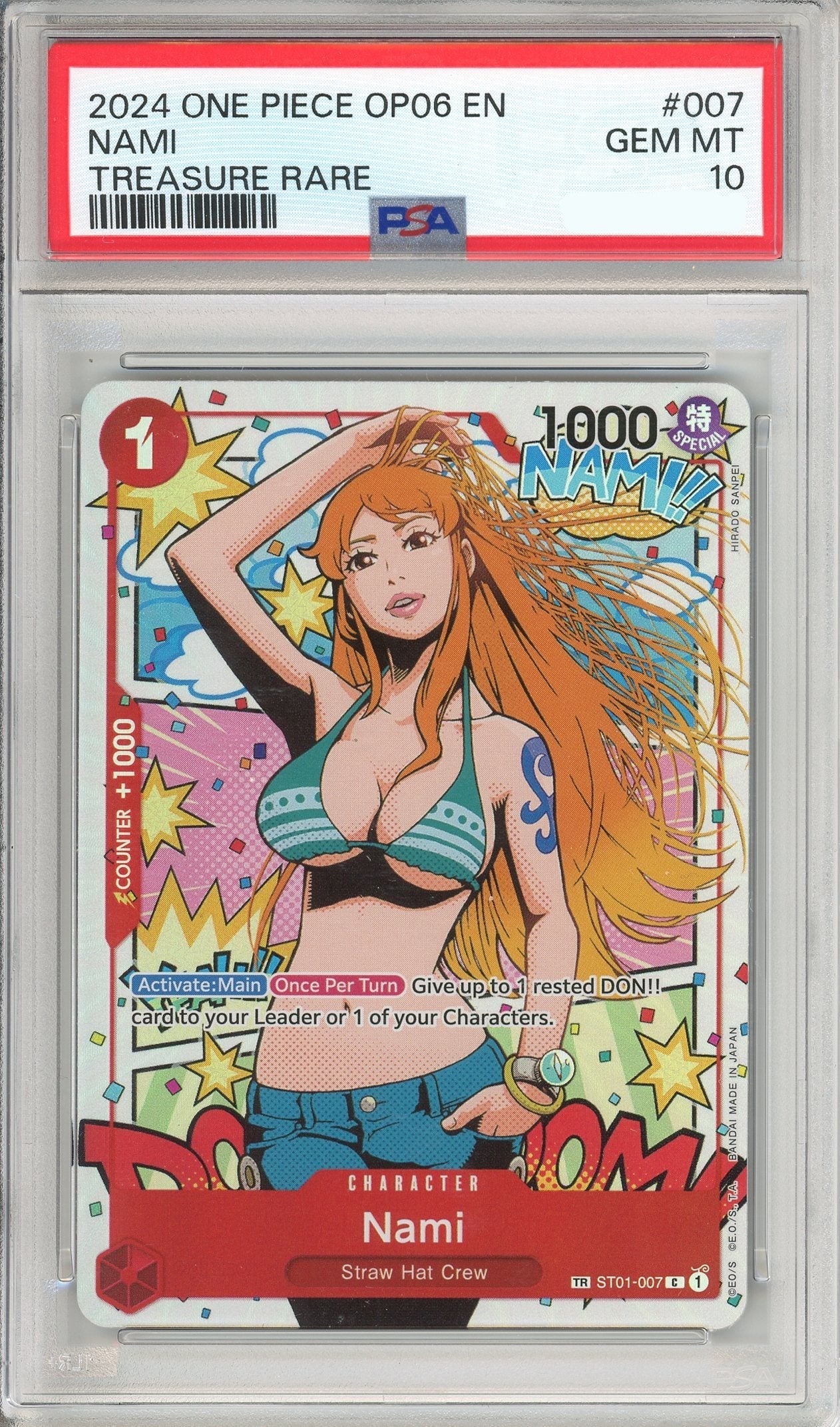 One Piece Graded: Nami ST01-007 Treasure Rare Alternate Art PSA 10