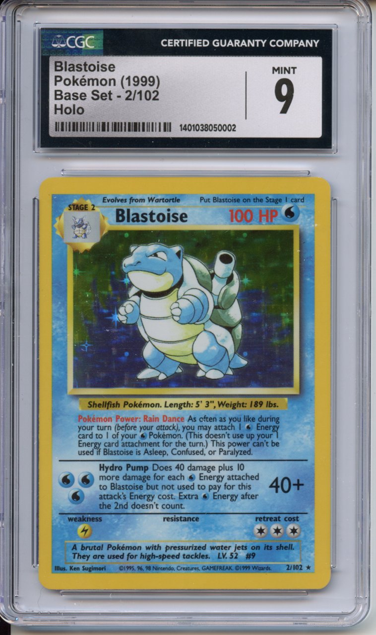 Pokemon Graded: Blastoise 2/102 Base Set (1999) Holo CGC 9