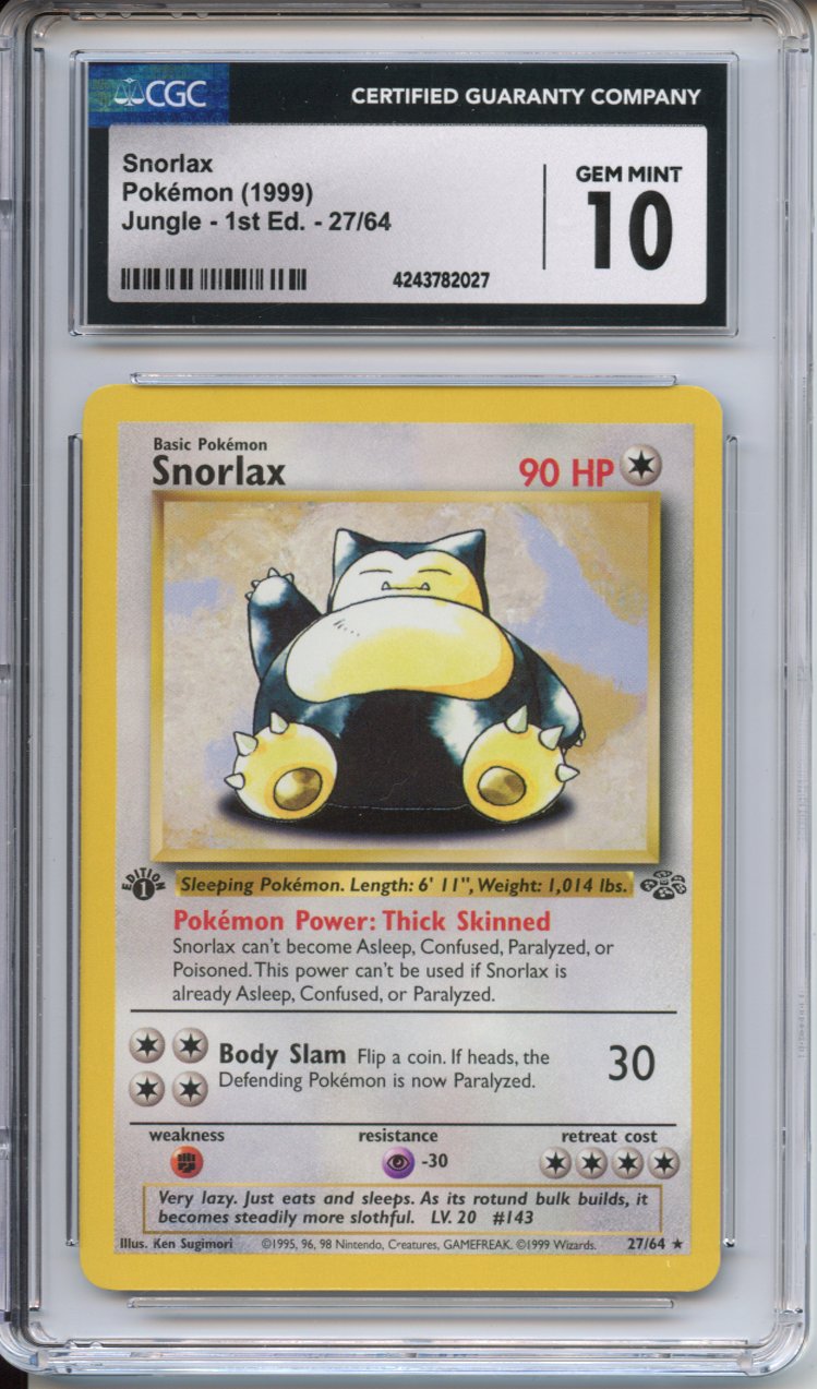 Pokemon Graded: Snorlax 1st Edition 27/64 Jungle (1999) CGC 10