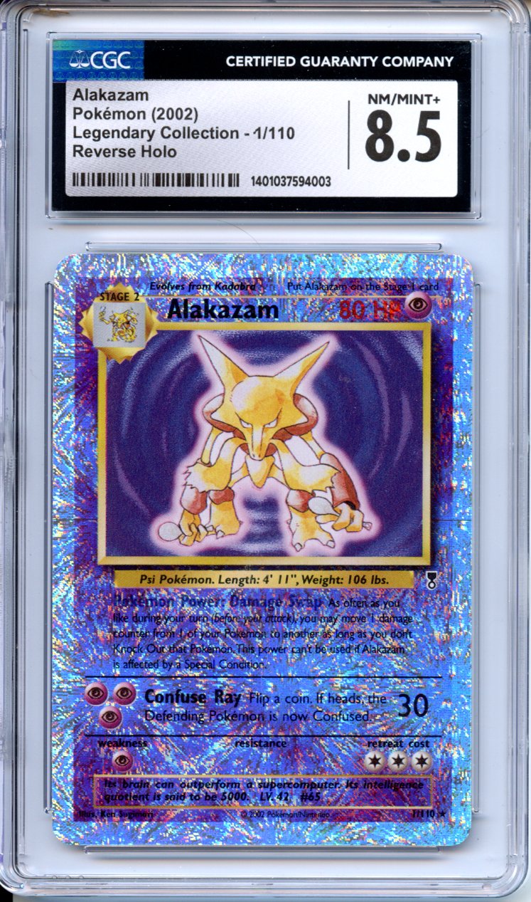 Pokemon Graded: Alakazam 1/100 Legendary Collection (2002) Reverse Holo CGC 8.5