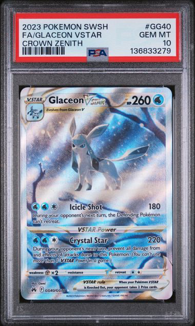 Glaceon Vstar - GG40/GG70 - Crown Zenith - 2023 Pokemon - PSA 10