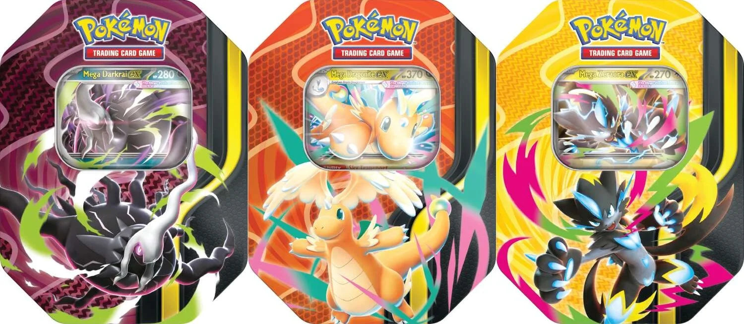 (Preorder) Pokémon TCG - Mega Evolution - Mega Forces Tin Bundle of 3 (Release Date: August 28th 2026)